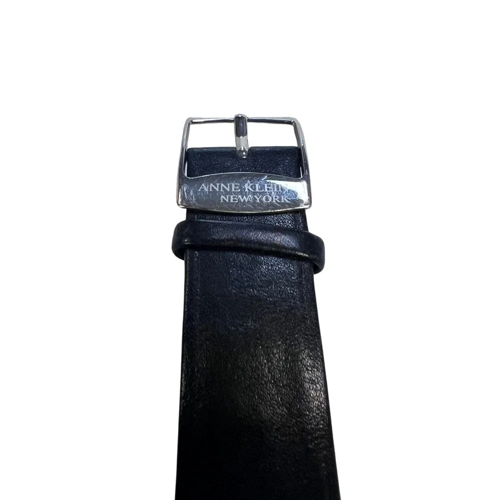 Anne Klein Wrist Watch OS Blck Good Leather Strap 12/7619 Swiss Movt Rectangular